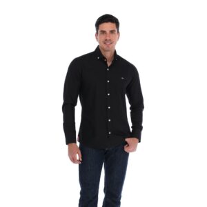 Camisa Clasica Manga Larga, Negra PB-006