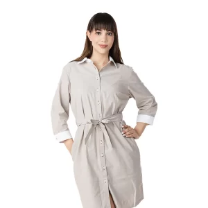 Vestido Camisero Gris Da Vinci Algodón para Mujer